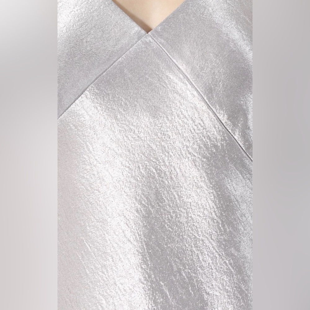 Vince V-Neck Bias Cut Spaghetti Strap Silky Midi Slip Dress Silver - Picture 7 of 9